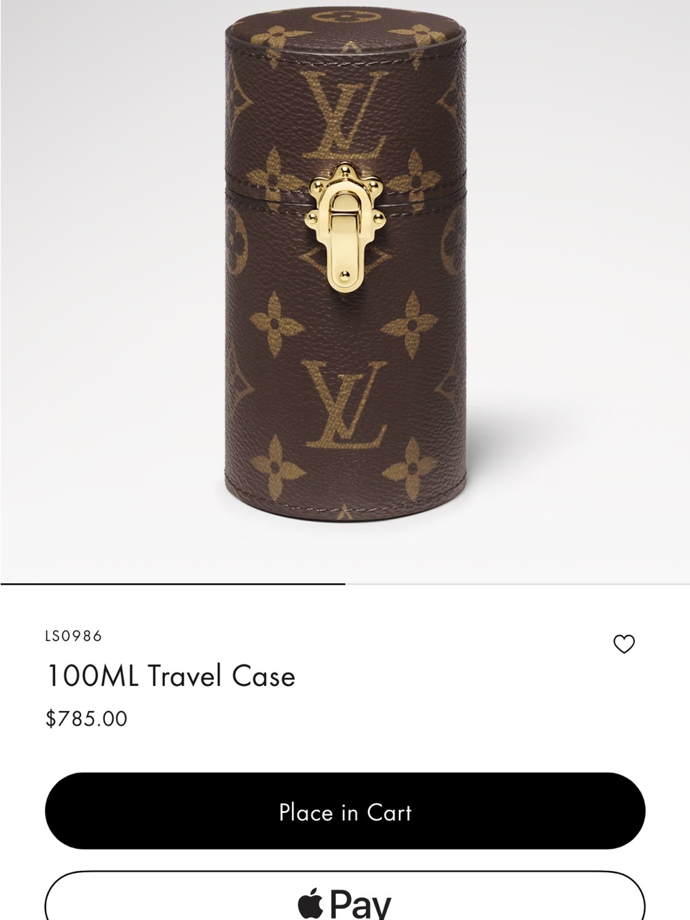 Louis Vuitton Brown Monogram Travel Case with Gold Hardware
